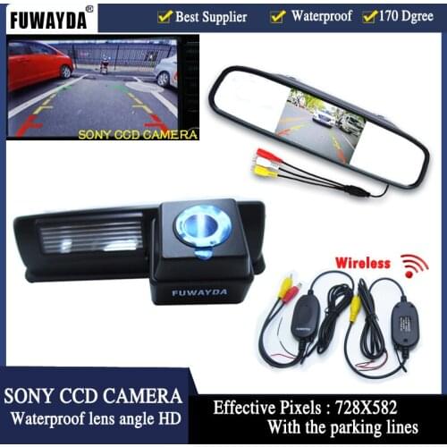 Auto Parking Assistance System 2 in 1 4.3 Digital TFT LCD Mirror Car Parking Monitor+170 Degrees Car Rear view Camera for Toyota