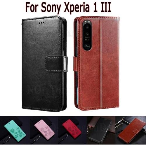 Wallet Case For Sony Xperia 1 iii Cover Etui Flip Stand Leather Book Funda On Sony Xperia1 iii Case Hoesje Capa Coque Bag