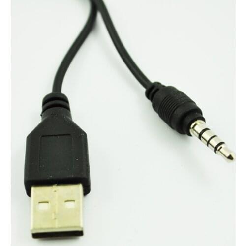 Black USB A Type to 3.5mm Jack Plug Audio Data Cable for MP3 Mp4