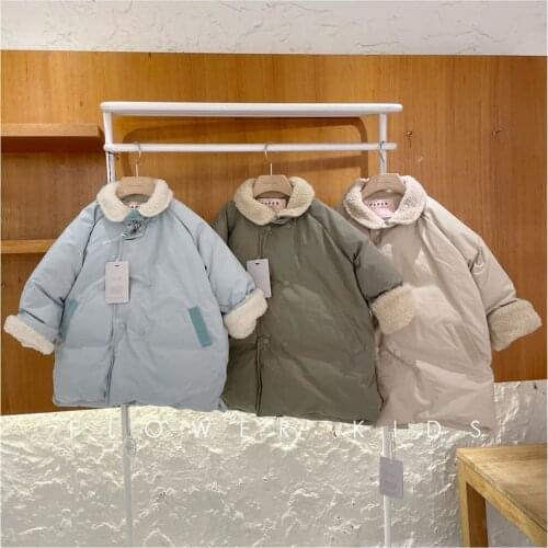 Spot Korean childrens clothing 2020 winter new paper childrens Lapel cashmere warm Korean cotton clothing