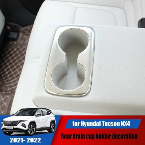 For Hyundai Tucson NX4 2021 2022 rear drain cup holder handrail stainless steel decorative frame