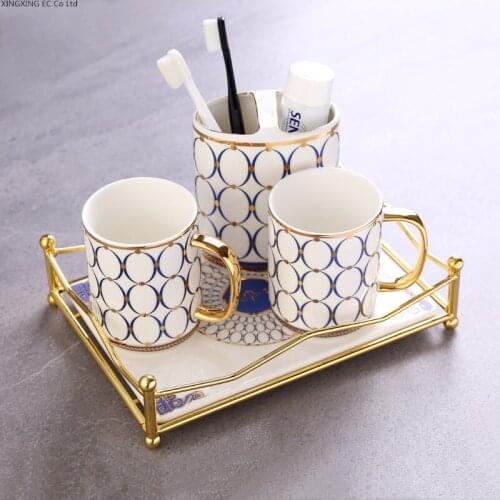 Household Bathroom Supplies Decoration Accessories Ceramic Toothbrush Holder Lotion Bottle Toothpaste Dispenser Storage Tray