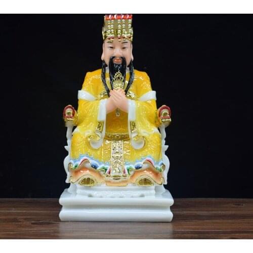 Southeast Asia Home store COMPANY High-grade Good luck bring wealth money Almighty God YU HUANG DA DI buddha jade gilding statue