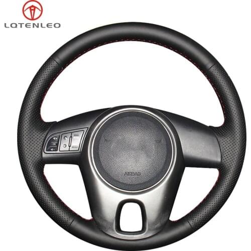 LQTENLEO Black Artificial Leather Car Steering Wheel Cover For Kia Forte 2008-2017 Soul Rio Shuma 2009-2013 Venga 2009-2015