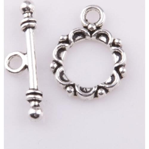 30 Sets Tibetan Silver Lacework Circle Toggle Clasps for Jewelry Making Antique Toggle Jewelry Clasps for Bracelet Necklace