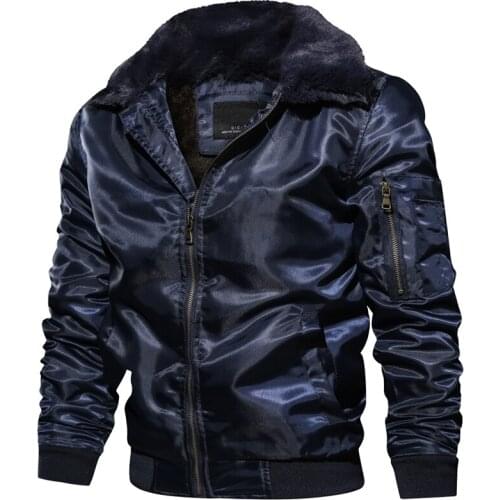 Europe/US Size New Motorcycle Biker Jacket Men Winter Fleece Warm Bomber Jacket Fur Collar Military Male Coat Army Green Jacket