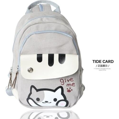 Anime Multifunction Backpack Cartoon Game Neko Atsume Zipper Canvas Travel School Cat Shoulder Bags Casual Gift