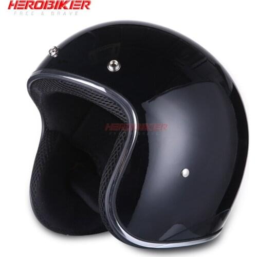 Men Motorcycle Helmet Half Riding Breathable Unisex Removable Visor Retro Racing Off Road Helmet Casco ABS Casque Matte Black