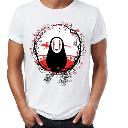 New Mens T-shirt Spirited Away No Face Flower Ring Awesome Artwork Printed Tshirt Hip Hop Youth Tees Tops Harajuku Streetwear