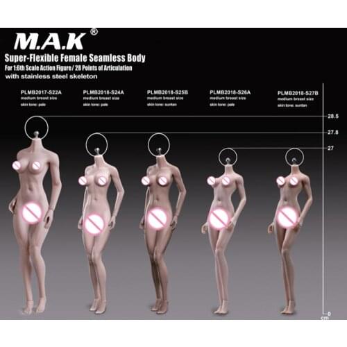 New TBLeague 1/6 S24A S25B S26A S27B Super-Flexible Petite Female Seamless Bodies Toys Suntan/Pale Colors Model for 12'' Action