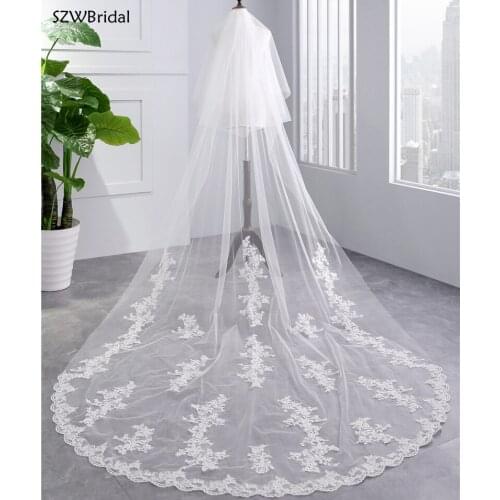 New Arrival Two-layer Wedding Veils Lace Applique 3.5 Meter Bridal Veil Long Wedding Accesorios Novia Boda Velos Bridal Headwear