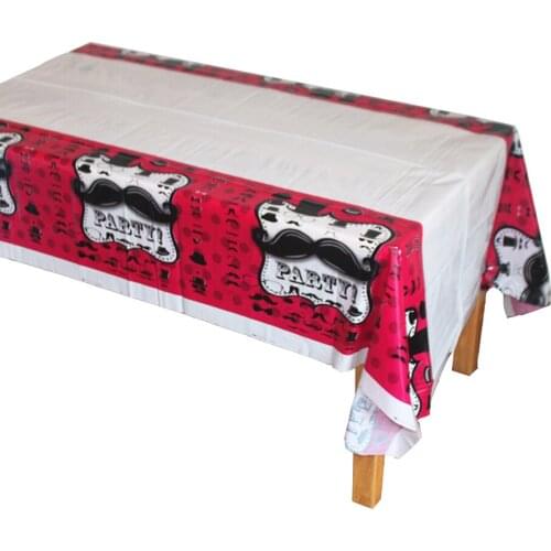 Disposable Plastic Table Clothes Table Cover Tablecloth Waterproof Mustache For Party Decoration And Match Napkin