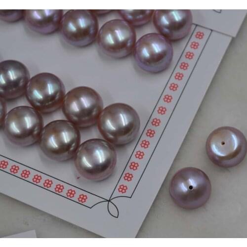Wholesale 1 Card (14pairs) 12mm loose half drilled purple pearl