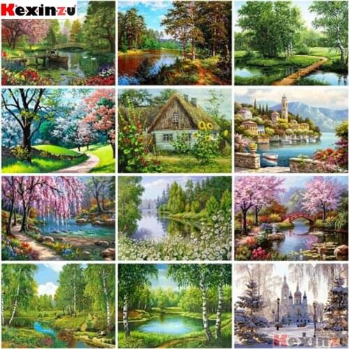 Villa Scenery DIY 5D Diamond Painting Full Round Resin Mosaic Landscape Diamond Embroidery Picture Rhinestone Home Decor Gift