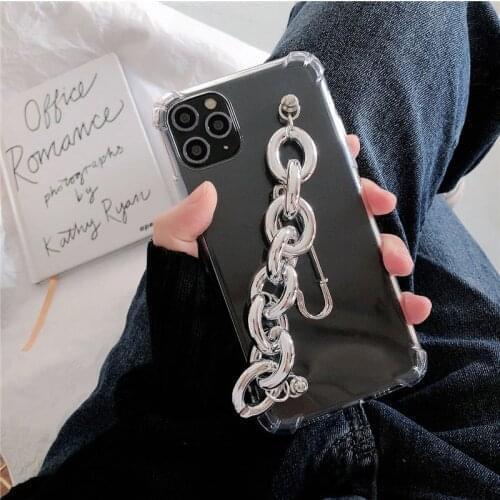 Korean Metal Chain Bracelet Phone Case For iPhone 12 Mini XR X XS Max 6 7 8 Plus 11 Pro Max SE 2020 TPU Shock Proof Back Cover