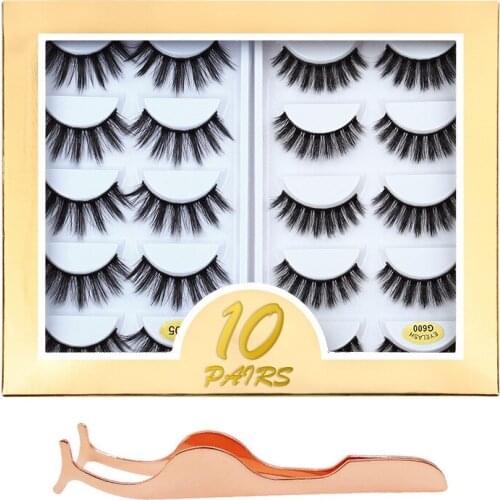 New 10 pairs of 3D mink natural false eyelashes dramatic fluffy thick cross reusable eyelash makeup tool
