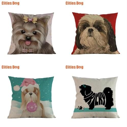 Christmas decorations for home pillows cushion cover Shih Tzu dog Pillowcase dakimakura almofada Animal sofa almofadas cojines