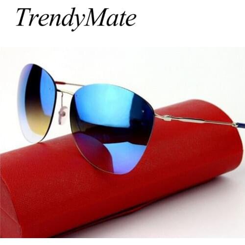 High Quality Women Rimless Sunglasses Fashion Brand Designer Coating Mirror Sun Glasses Oculos De Sol Feminino Retro Men 104M