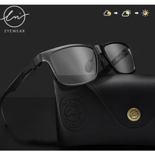 LM Photochromic Trending Styles Aluminium Magnesium Glass Square Men Sunglasses Women Polarized Sun glasses Sport Oculos de sol