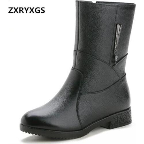 Stylish and Elegant Winter Boots Women Shoes Boots Plus Size New Warm Comfort In-tube Real Leather Boots Snow Shoes Women Boots