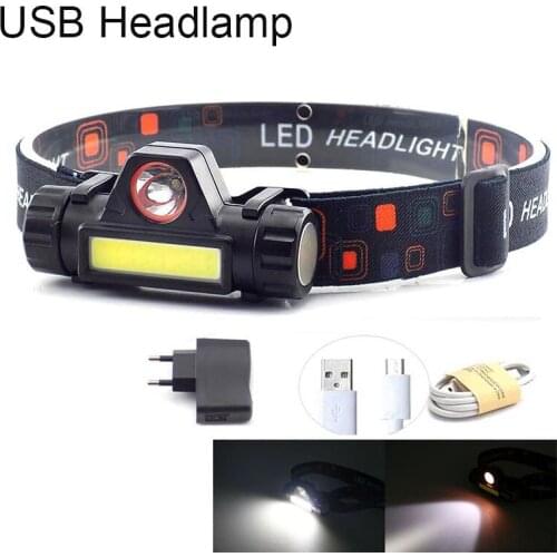 Mini COB LED Headlight Headlamp Flashlight Head Torch Frontal Lamp USB Rechargeable Built-in 18650 Camping Hiking Night U27