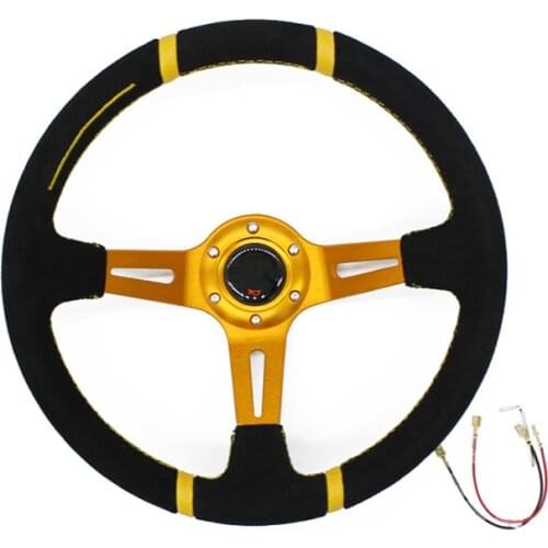 Universal Racing 350mm 14inch MO Deep Dish Drifting Steering Wheel Suede Leather Surface With Logo JG-SW36