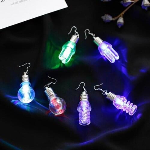 New 1 Pair LED Flashing Football Hat Earrings Glowing Light Bulb Drop Earring Rave Glow Party Concert Bar Birthday Toy Gift