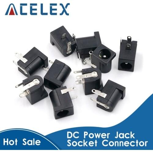 10Pcs DC-005 Black DC Power Jack Socket Connector DC005 5.5*2.1mm 2.1 socket Round the needle