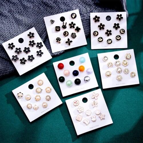 10 Pcs /Set Mini Brooches For Women Fashion Imitation Pearl Rhinestones Pin Coat Clothes Lapel Pins Accessories Gift Broches