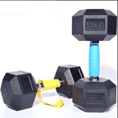 12.5kg rubber hexagonal dumbbells, suitable for gym unisex home fitness training arm muscle fitness fitness equipment