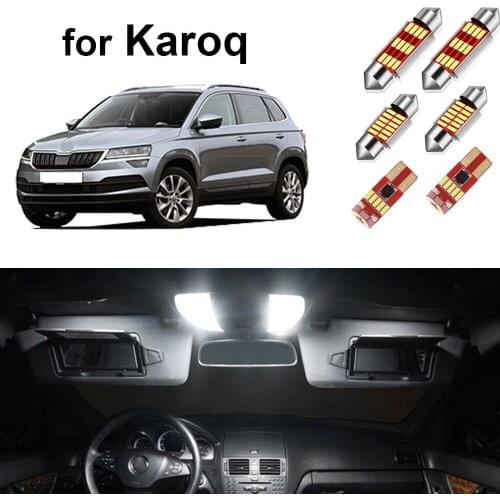 12Pcs Canbus LED Interior Light Kit For Skoda Karoq 2017+ LED Bulb Dome Map Glove Box Lights Canbus No Error