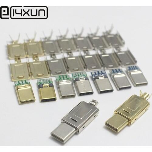 2set Wire Type C 2A 3A 5A Larger Current Charging OTG Data DIY Assembled usb Male Plug Connector parts for phone Mic Earphone