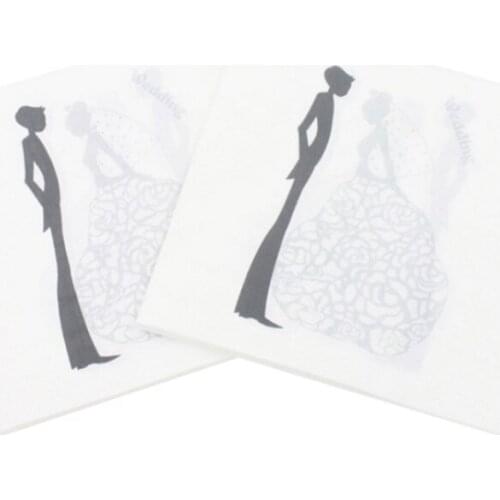 20Pcs Bride Groom Party Paper Napkins Wedding Table Decoupage Bridal Shower Tissue Serviettes Party Decor Supplies 2021