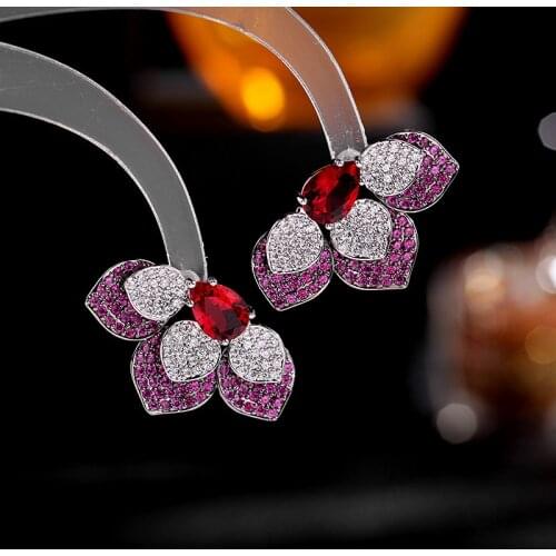 2021 Summer New Lovely Butterfly Flower Stud Earrings for Women Girl Jewelry Luxury Dainty Cubic Zirconia Insect Female Earing