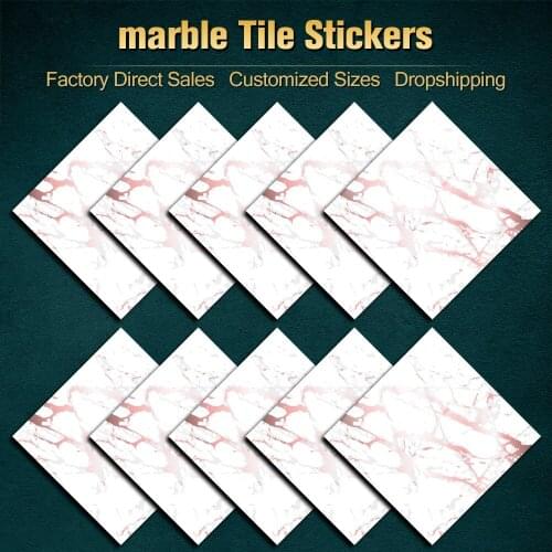 4Sizes Marble Texture Crystal Hard Film Tile Sticker Kitchen Bathroom Decor Wall Stickers Peel & Stick Waterproof PVC Wallpaper