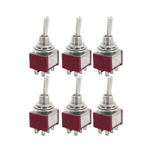 6 Pcs 2A/250VAC 5A/120VAC ON/OFF/ON 3 Way 6 Pins DPDT Latching Toggle Switch