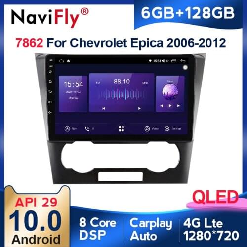 NaviFly 6GB+128GB 8 Core Carplay QLED 1280*720 Android 10.0 Radio GPS Car Muletimedia Player For Chevrolet Epica 1 2006 - 2012