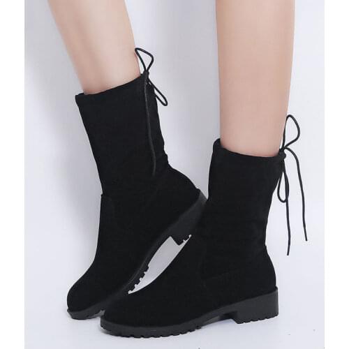 43 Plus Size Womens Boots 2021 Autumn 42 British Style Suede Short Boots Platform Shoes Thick Heel Plus Velvet Warm Ankle Boots