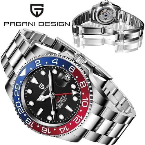 PAGANI Design 40MM Mens Mechanical Watch Multifunctional GMT Watch Mens 2021 Top Luxury Brand Stainless Steel Waterproof Watch