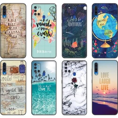 Black tpu Case For Samsung Galaxy A50 50S A30S A10 A11 A21S A31 A41 A51 A71 M21 M30S S10 LITE Summer Travel Pack Lets Go Clear