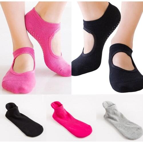 Hirigin Women Cotton Backless Professional Fitness Socks Barre Non-slip Skid Barre Pilates Ballet