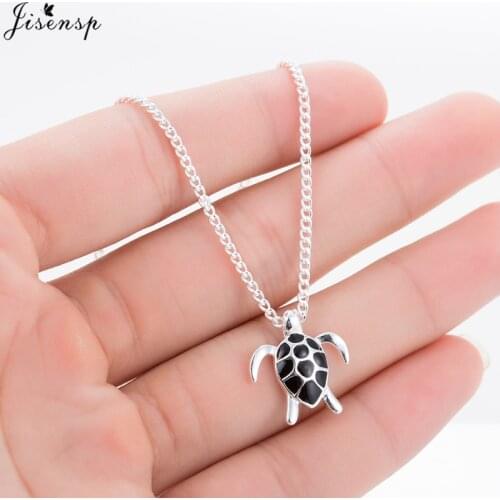 Jisensp Fashion Animal Turtle Necklace & Pendants Tortoise Multi Necklace Women New Sea Jewelry Anime collier Sweater Necklace