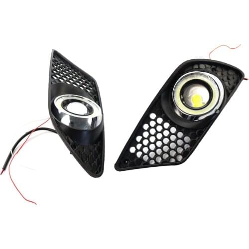 Set of 2 Right and Left Front Bumper Fog Light Grille Cover with LED Lights for W204 2008-2010 Pre-Facelift