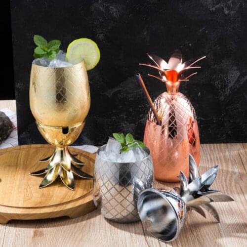 550ml Stainless Steel Pineapple Cocktail Cup Summer Party Beach Party Drinking Mug Home Festival Drinking Bar Accessories