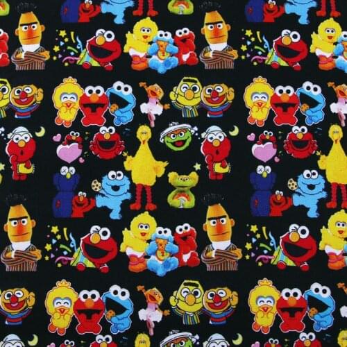 Cartoon Sesame Guys 100% Cotton Fabric for Kids Clothes Hometextile Curtain Cushion Cover DIY Needlework Material