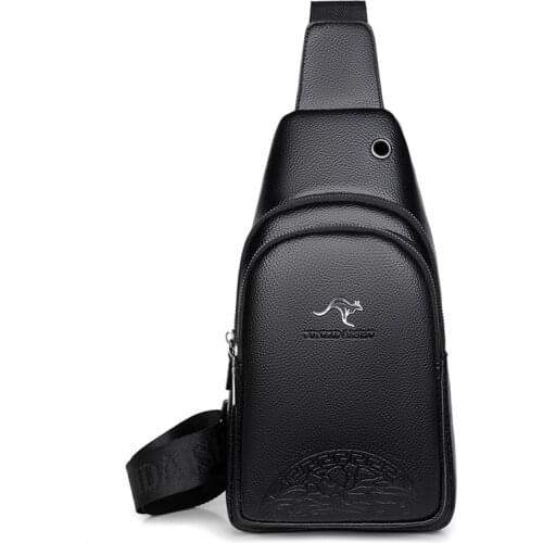 Men Chest Bag With Back Pockets Leather Men Fashion Messenger Bags Crossbody Chest Bag For Men Travel Leather male Bag