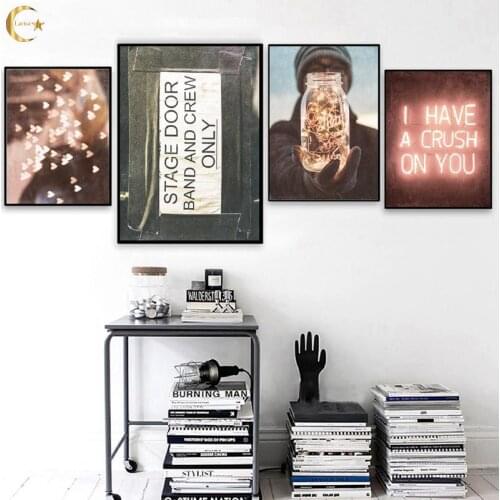 Neon Sign Love Black White Posters and Prints Night View Canvas Painting Colorful Wall Art Pictures Living Room Home Decor