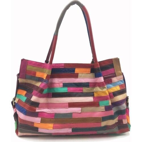 New All-match Leather Stitching Sheepskin Womens Bag Special Offer Fashion Leather Womens Bag Color Sheepskin Bag