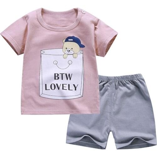 2020 new summer boy Childrens clothes set 100% cotton short sleeve baby girls clothes body suit cartoon kids boy clothes set