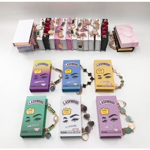 Wholesale Chain Crystal Eyelash False Eyelashes Packaging Box Lash Boxes 25mm Mink Lashes Case empty custom logo